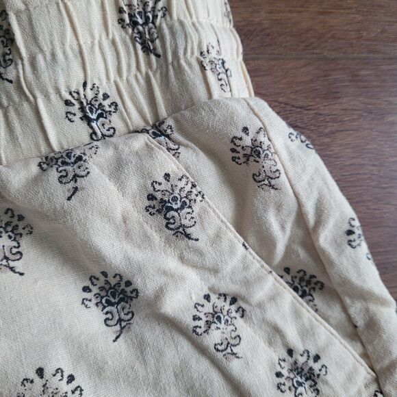 A New Day Womens XL Linen Blend Shorts Paperbag High Rise Pull On Beige Print - Picture 6 of 14